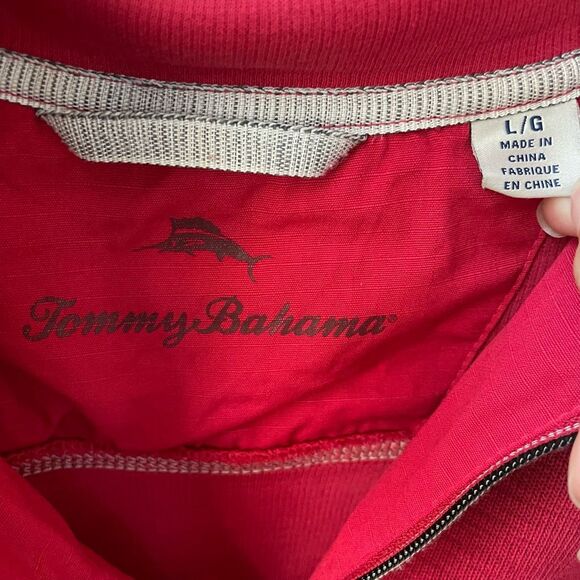 Tommy Bahama Quarter Zip Red Pullover Sailfish L - Picture 6 of 8